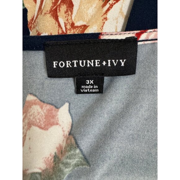 Navy Blue Floral Print Ultra-Soft Knit Side-Tie Hi-Low Dress Size 3X 22 24 Plus - Picture 7 of 9